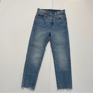 Levi's Raw Hem Straight Leg Medium Wash Jeans - 24